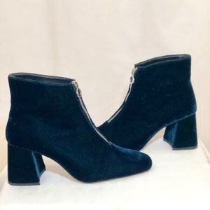 Zara Navy Velvet Booties
